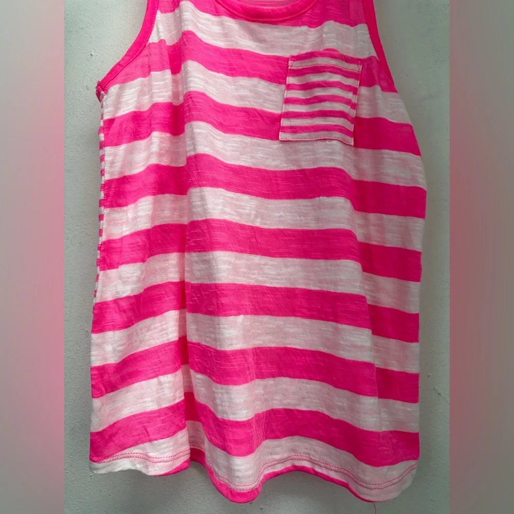 Justice size 12 Girls Neon Pink White Striped Tank Top NWT